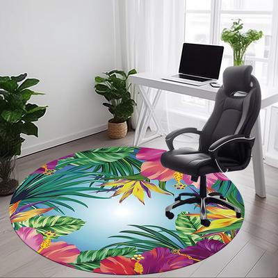 1PC Tropical Flowers Chair Carpet for Office Non-Slip, Lightweight, Machine Washable Rug for Office, Sleeping, Room - Holiday DecorPolyester