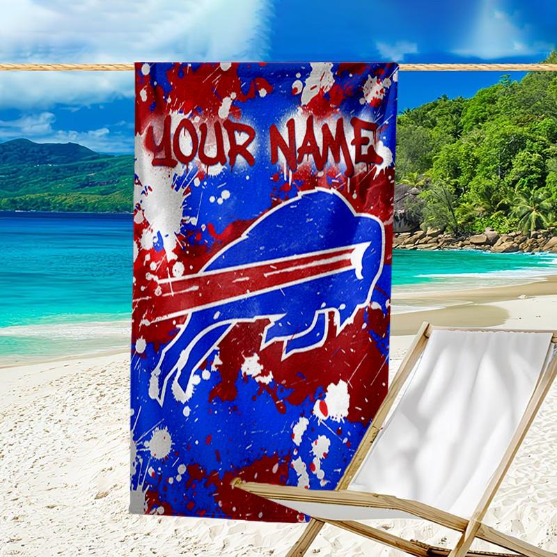 Custom Name Beach Towel Bills Logo Beach Towel, Soft Microfiber, Gift for Her/Him, Birthday, for Pool, Beach, Travel, Fan Gifts