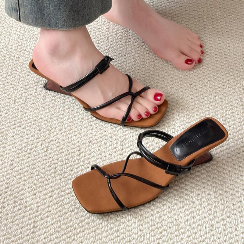 Fashion Women Slippers Fashion Mid Heels Dress Shoes Designer Elegant Pumps Summer Heeled Shoes Woman 2025 New Brand Zapatillas De Mujer
