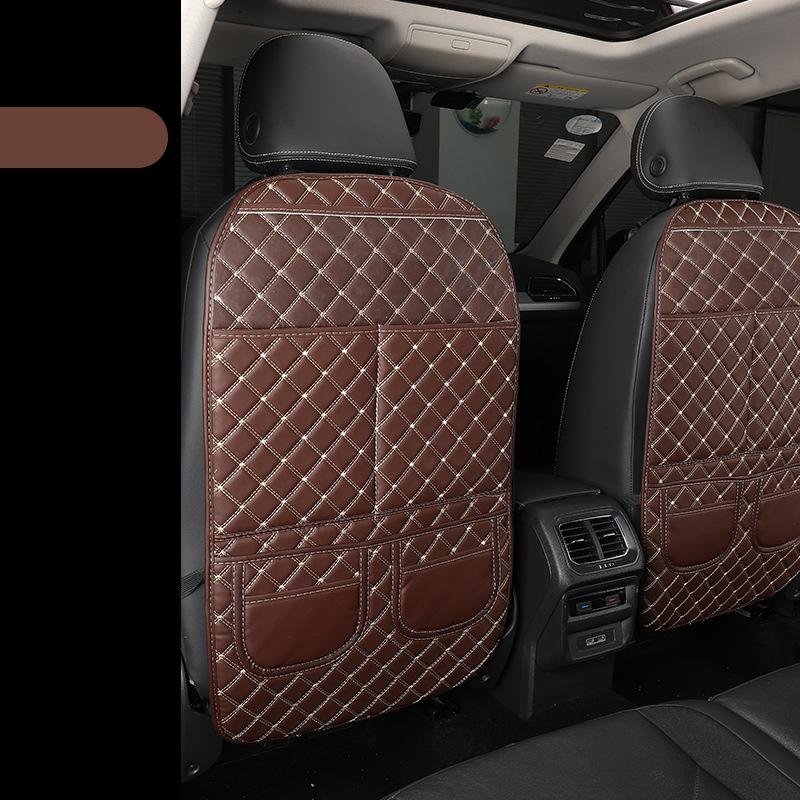 Car Accessories Seat Back Anti Kick Pad Quilted Leather Child Protection Pads With Storage Bag Wear-resistant Easy To Clean