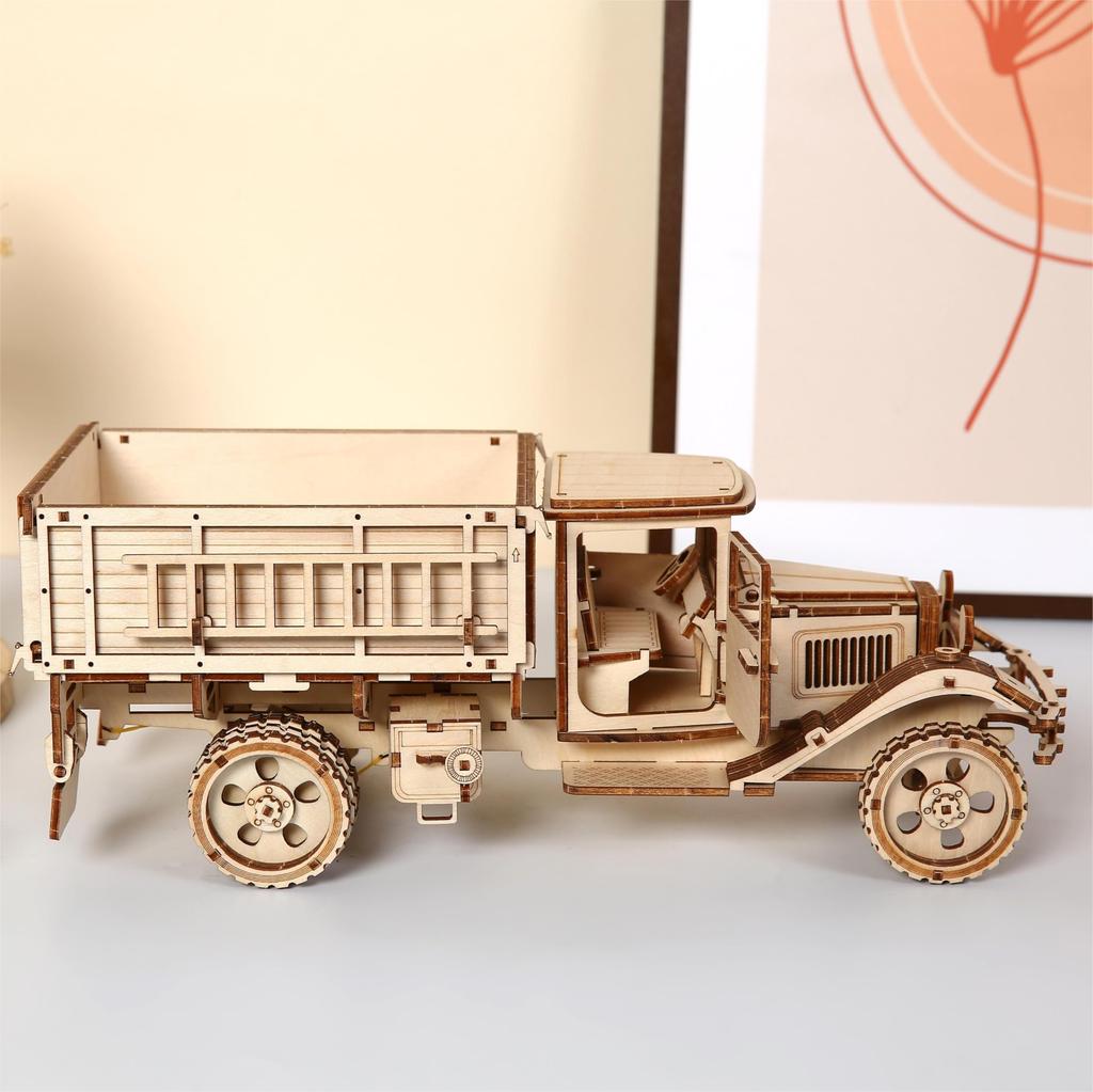 Hallisun 3D Wooden Truck Car Wood DIY Assembly Mechanical Truck Assembly Miniature Wooden Car Birthday Gift for Women and Ages 246 Pieces Puzzle, 3D