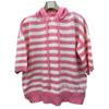 Women's New Hooded Drawstring Knit Sweatshirt Loose Long Sleeve Striped Pullover Sweater