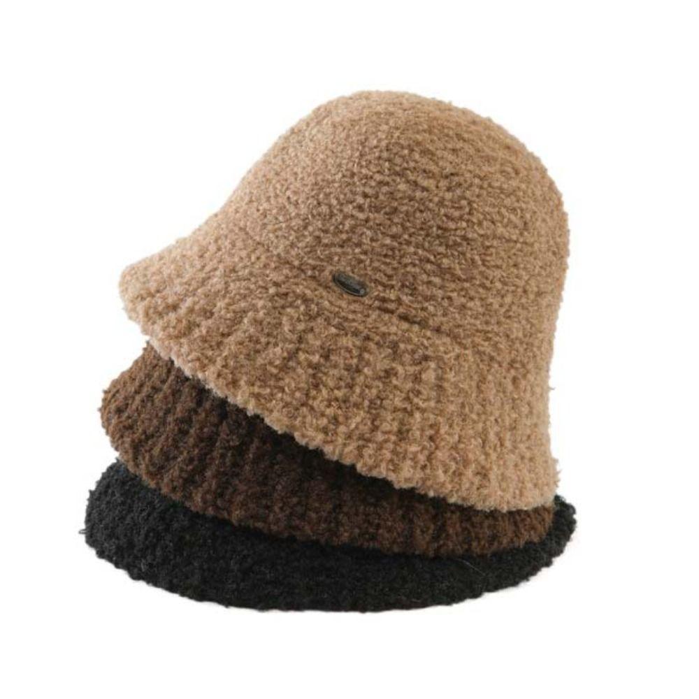 Retro Vintage Plüsch Fischerkappen Breitkrempiger Warmer Beckenhut Damen Bucket Hat Weiblich Dame