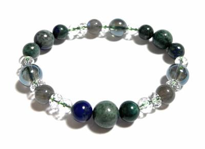 Natural Stone Power Stone Bracelet Azuromalachite Labradorite Green Aura Natural Crystal S Inner Circumference Approximately 17cm Made In Japan