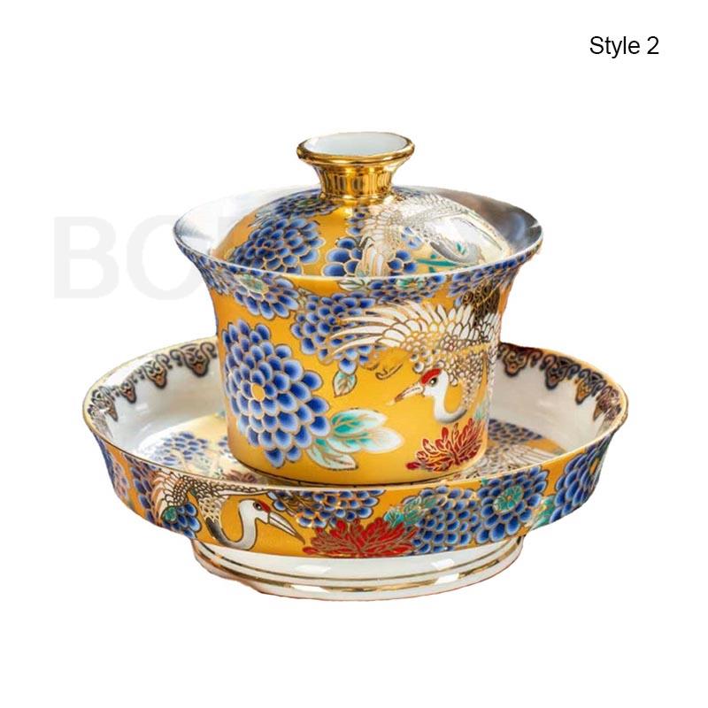 BORREY 150Ml Japanese Gaiwan Tea Bowl Ceramic Teapot Puer Kettle Kung Fu Tea Set Tea Ceremony Cup Teaware With Lid And Dish Gift