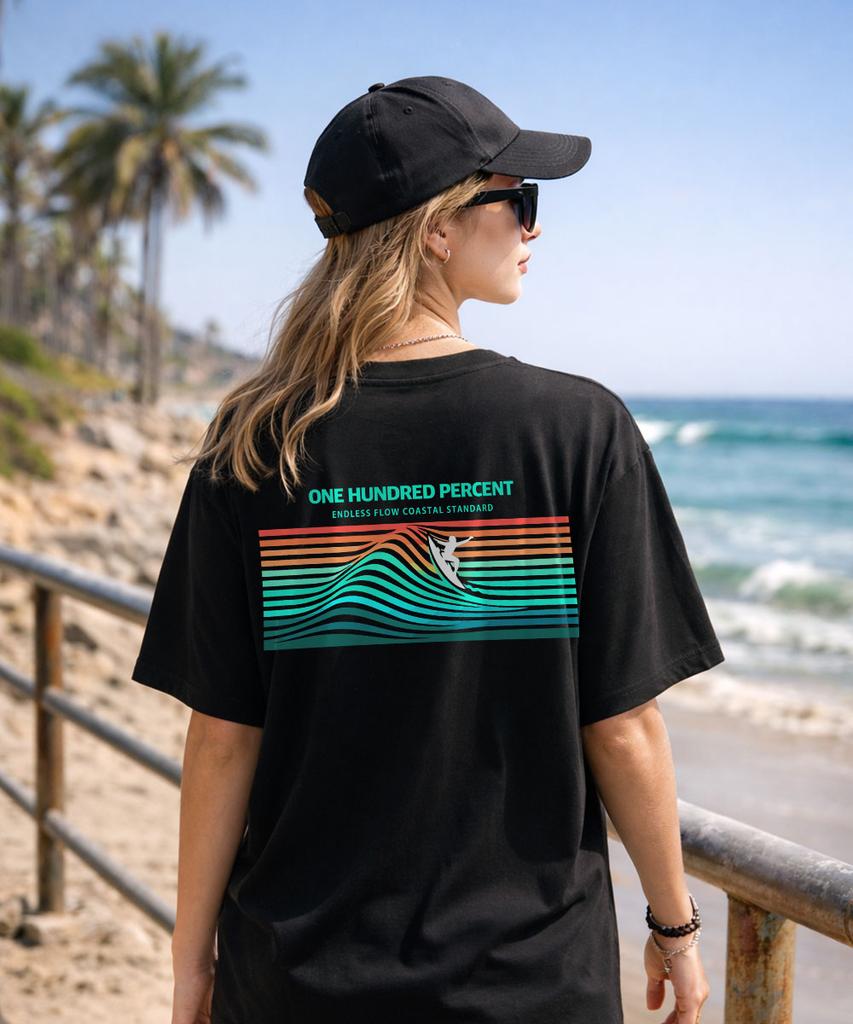OHP Ohpxjoy Bsurfing Line Semi-Oversized Short Sleeve Tee