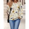Round Neck 3D Printed Plant Flower Pattern Top Fashionable Casual Long Sleeved Women's Sweatshirts