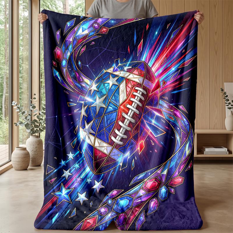 Stars and Football Magic Theme blanket Lightweight Warm Flannel Blanket Decorative Throw Blanket for Home Decoration