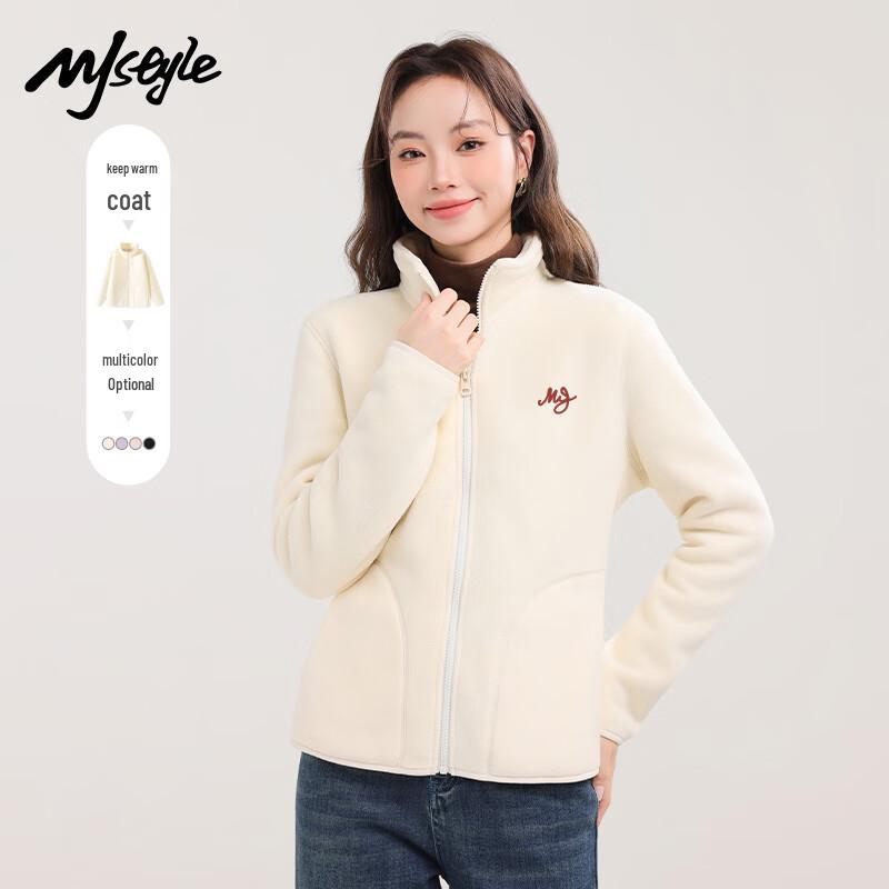 

MJ STYLE Women s Fleece-Lined Stand Collar Jacket L