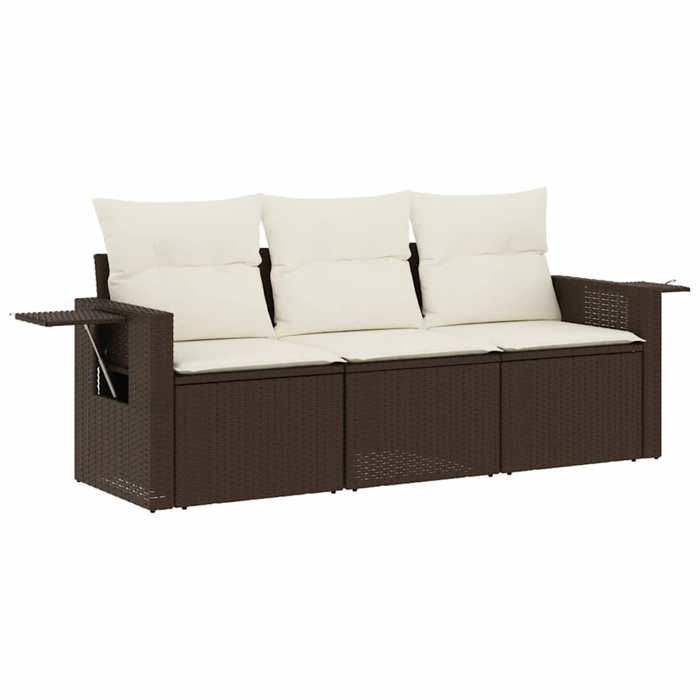 VidaXL Garden Lounge Set with Cushions 3 Pcs, Patio Sofas, Patio Furniture Set, Outdoor Furniture, Brown 3219862