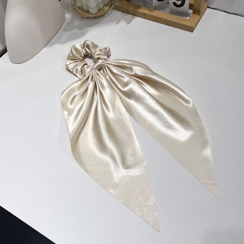 

New streamer large intestine ring solid color high-end headband women s European and American ponytail hair band rubber band hair rope headgear шампанского