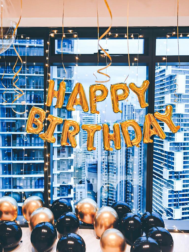 43pcs Gold Happy Birthday Letter Balloon Set, 16 Inch Happy Birthday English Letter Aluminum Foil Balloon Birthday Party