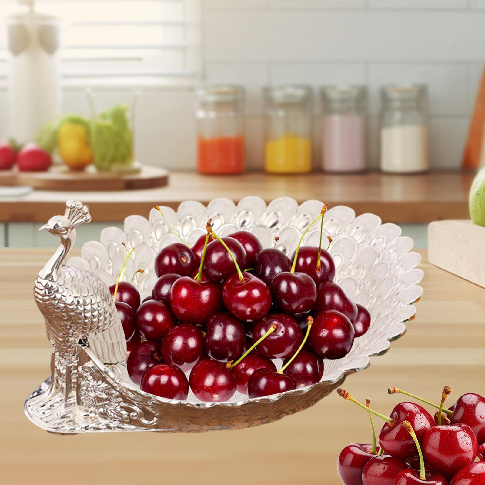 

Компактный поднос в форме павлина для фруктов и сушеных продуктов на кухне серебряный