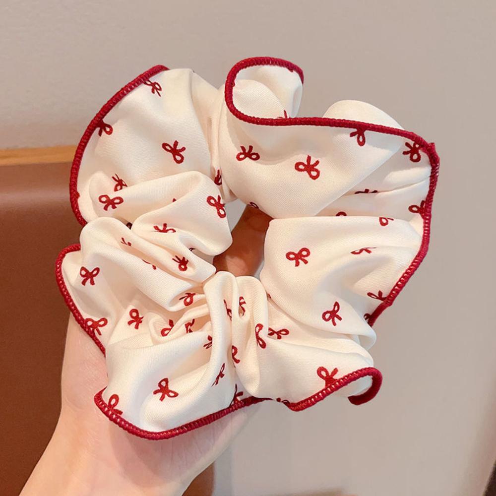 

Soft Satin Hair Tie with Red Bow Design, Gentle on Hair for Bun, Ponytail & Everyday Use, Hair Accessories, Hairstyle Enhancer білий