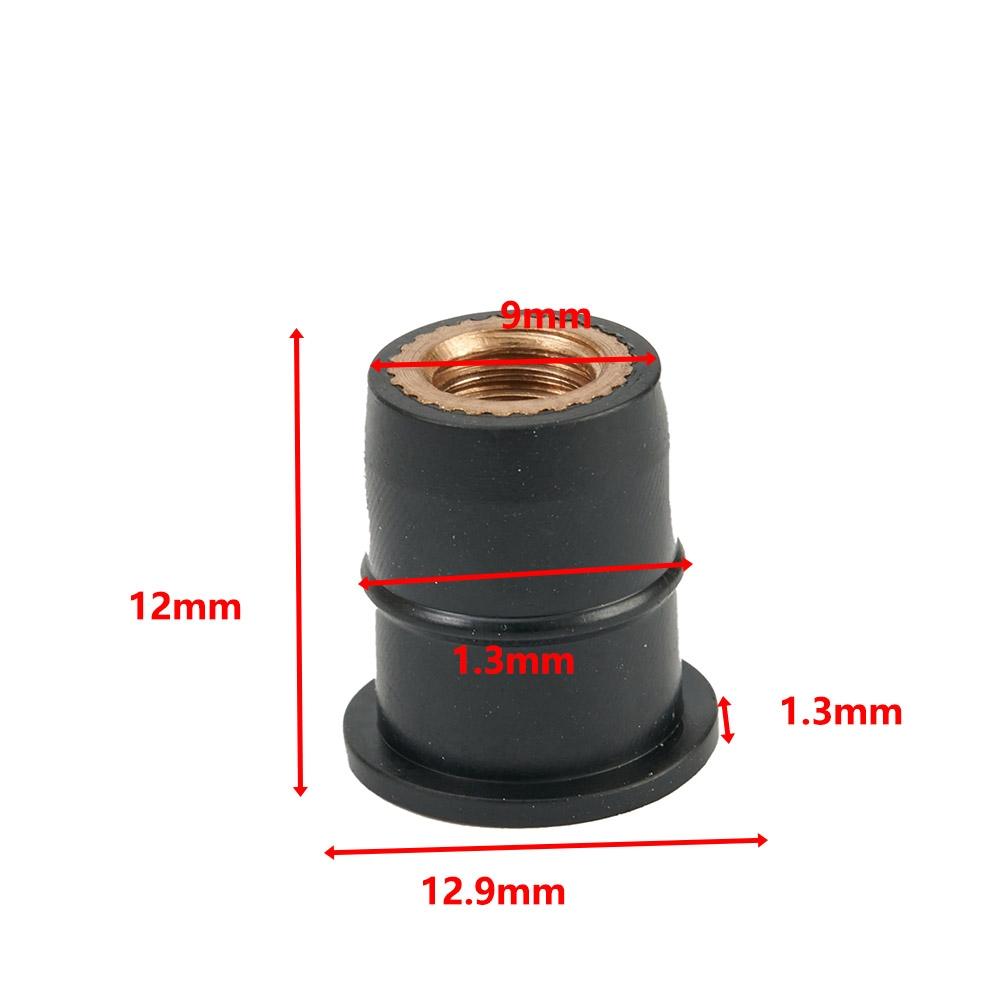 Damper Panel Nuts Fixing 6mm Replaces Replacement 10PCS / KIT Rubber + Brass