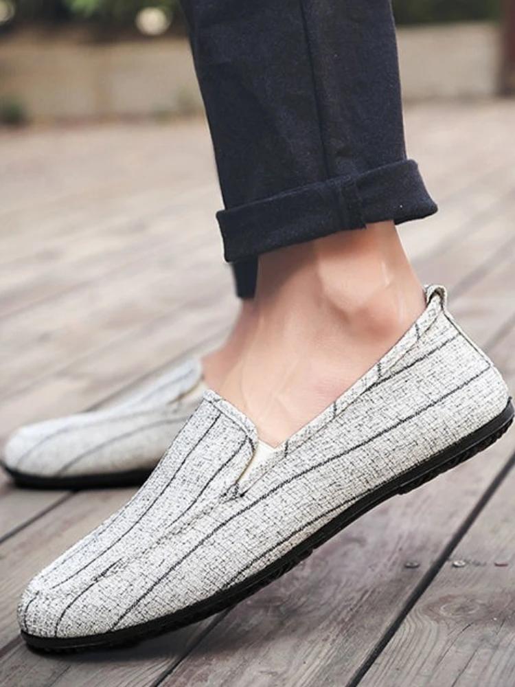 Fashion Man Shoe Ethnic Style Black Flat Breathable Slip-on Sneakers Designer Luxury Retro Hiking Classic Original Casual Shoes for Men