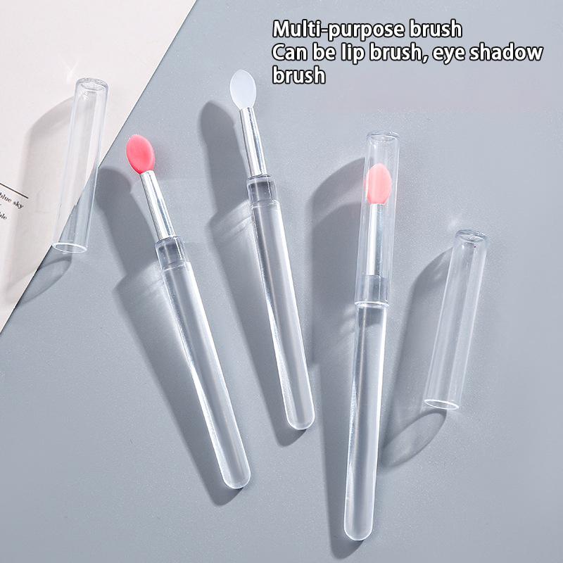 1Pcs Portable Silicone Lip Brush With Cover Soft Multifunctional Lip Balm Applicator Lipstick Lipgloss Makeup Brushes