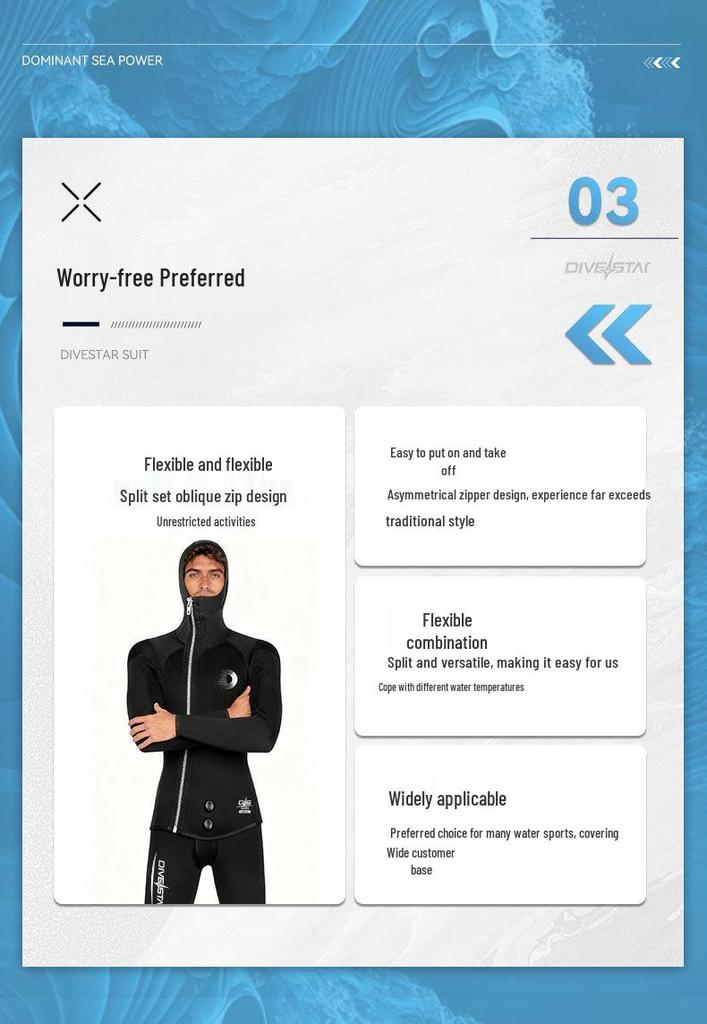 Qianxing Unisex 5mm Wetsuit Set - Cold Protection for Surfing, Winter Swimming, and Deep Diving