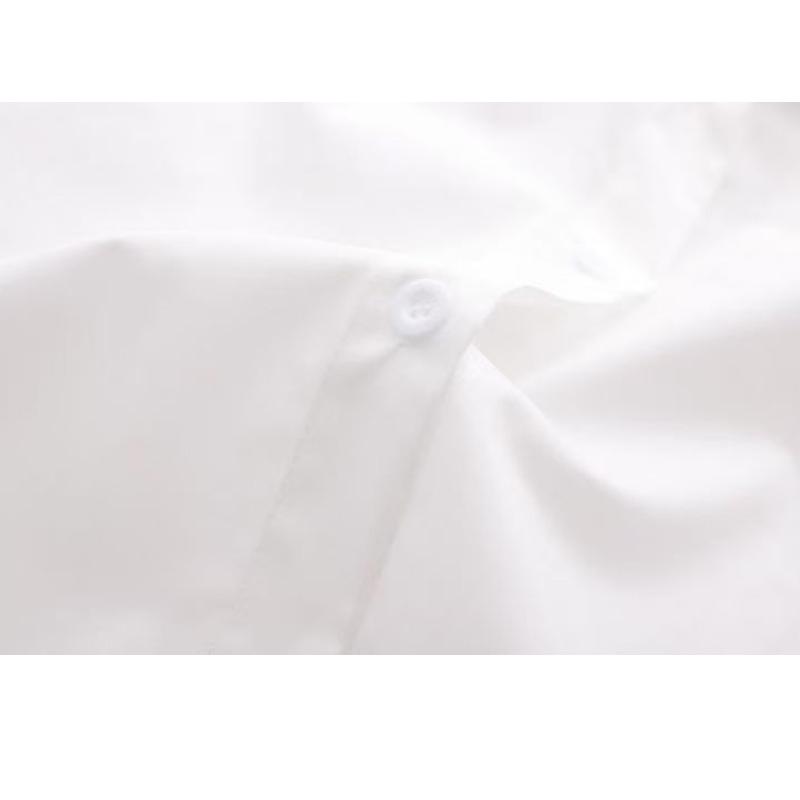 New Women's Tie Shirt, Autumn Long-sleeved White Shirt, Embroidered Shirt