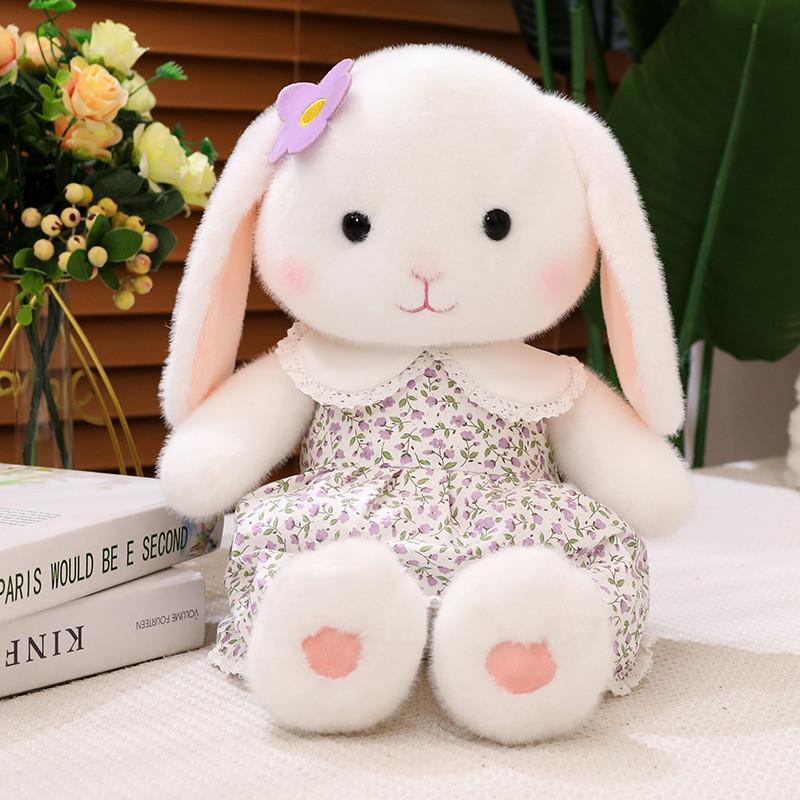 Dress Floral Colorful Emily Rabbit Plush Toy With Soft Pp Cotton Filling Children For