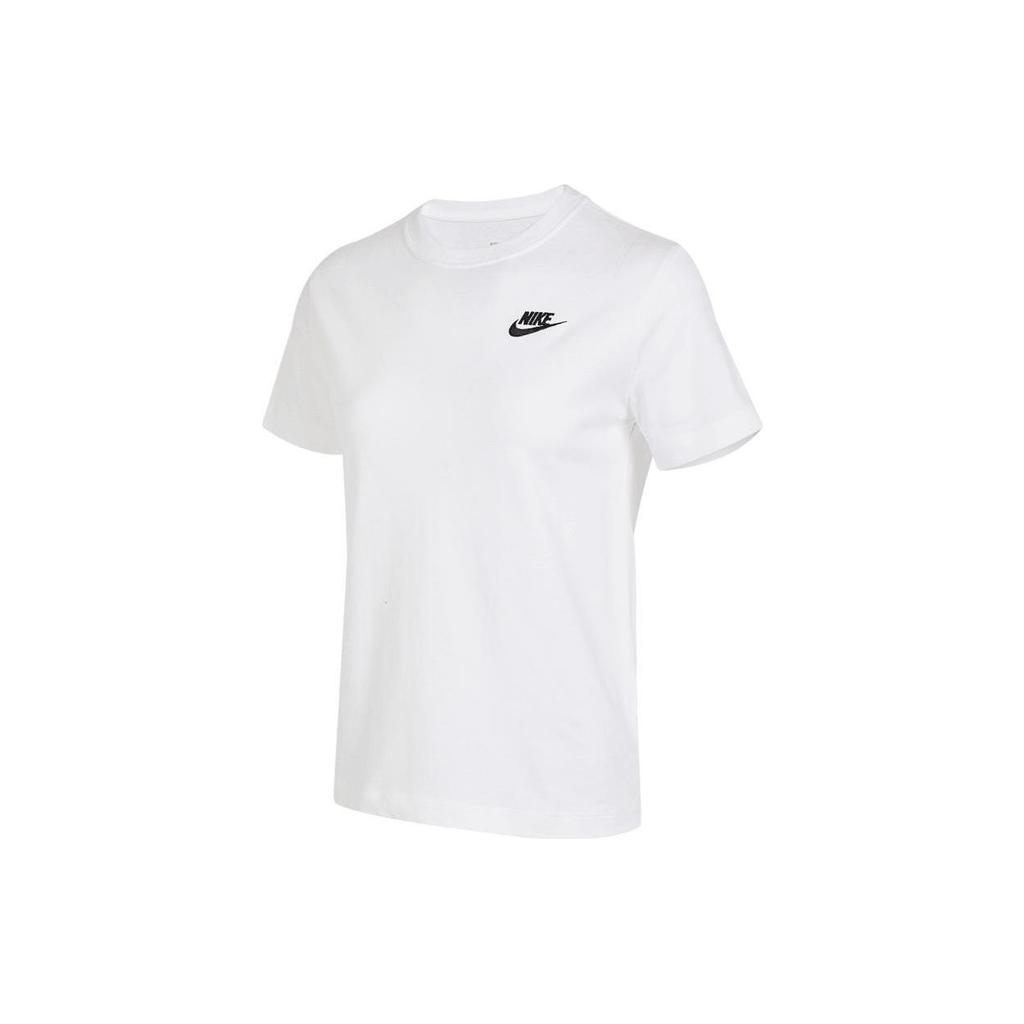 Nike T-Shirt Solid Color Round Neck Short Sleeve Print Kids Tops White FD0927-100