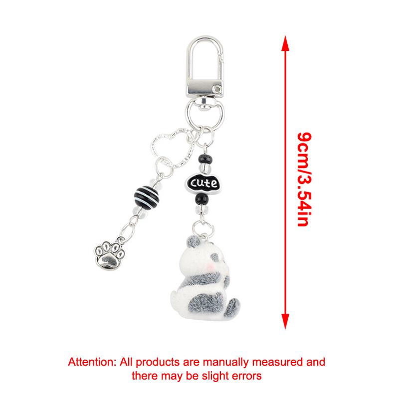 Cute Cartoon Flocking Panda Phone Lanyard  Panda Keychain Mobile Phone Chain Lovely Bag Pendant Couple Keyring