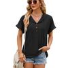 2026 Spring/Summer New Solid Color Buttoned Hooded Loose Short-Sleeve T-Shirt for Women