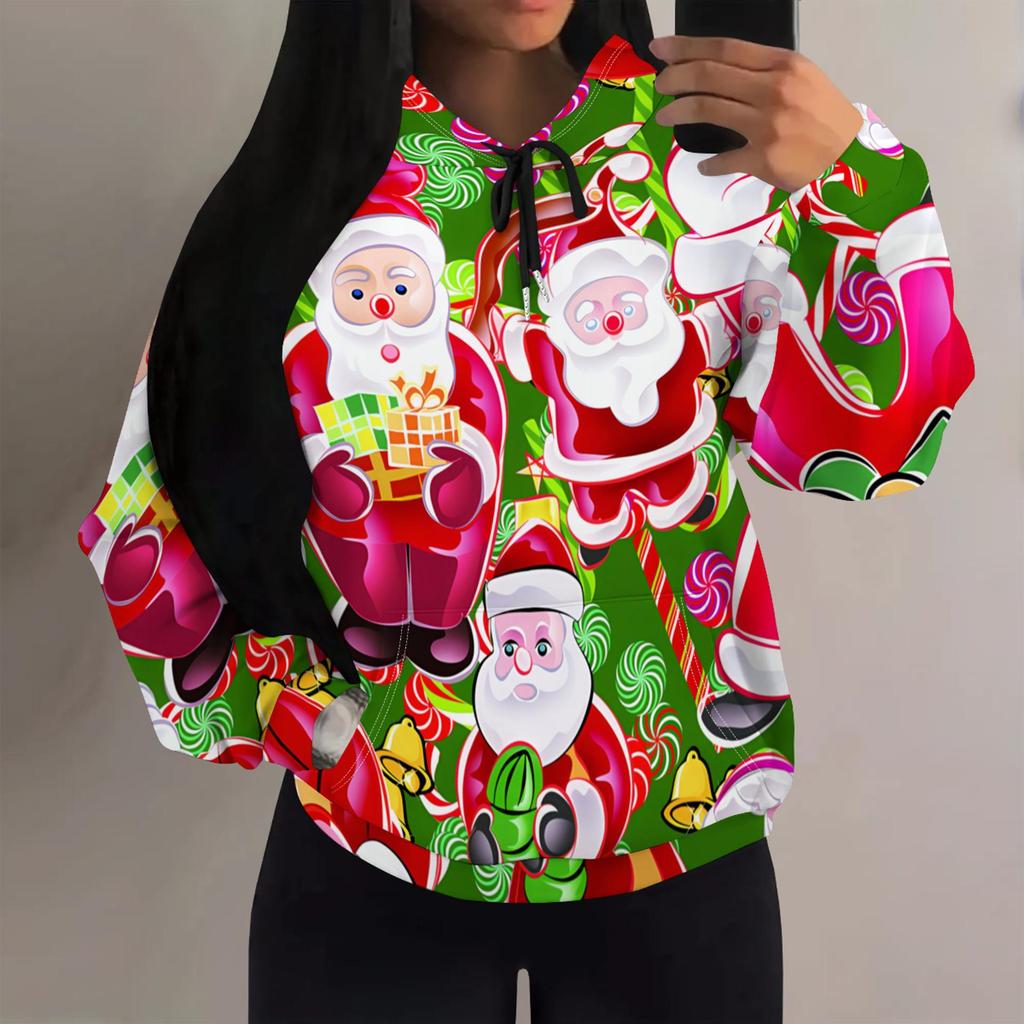 European and American Women's Casual Printed Hooded Sweatshirt A8652