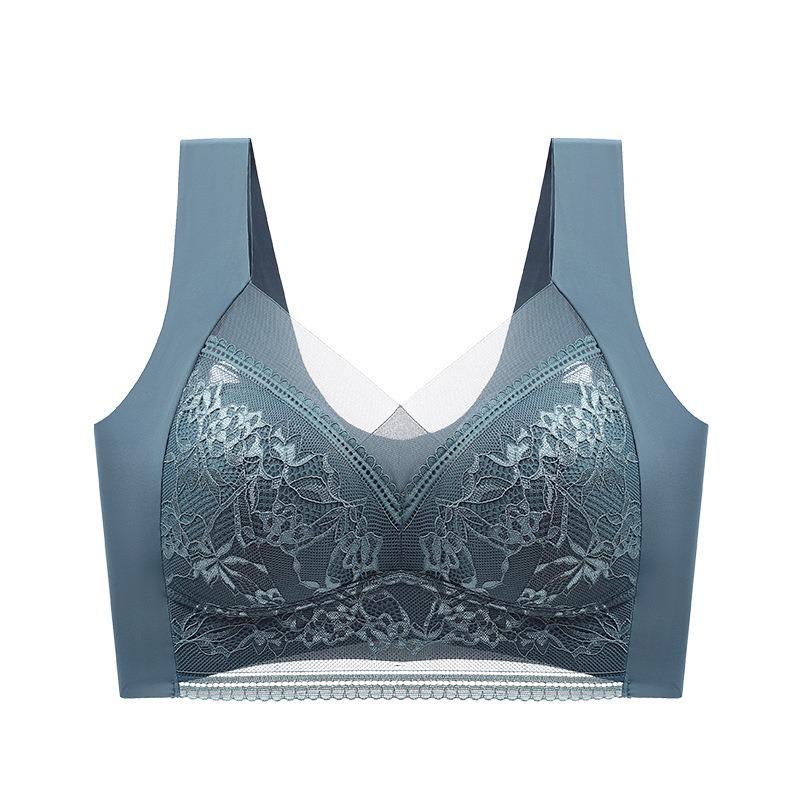 Nahtloser Spitzen-BH in großen Größen für Damen, der ohne Bügel einen schönen Rücken formt und sportliche Akzente setzt – ideal für sportliche Aktivitäten.