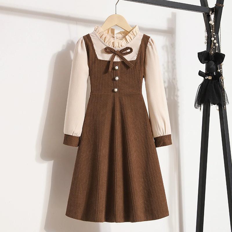 Girls' Autumn Preppy Style Two-Piece Dress - Trendy Children's Fashion