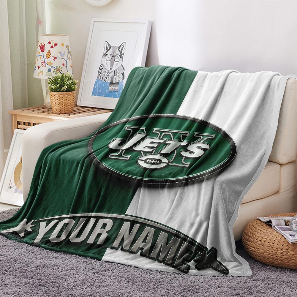 Custom Name New York Jets Flannel Blanket, High quality Comfortable for All Seasons, Home Decor, Warmth and Comfort