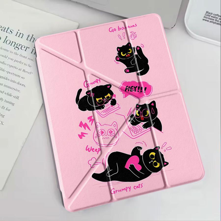 Black Cat Holder Cover Tablet Case For iPad Air 4 5 M3 M2 1 2 M4 11inch Pro 11th 10th 9th 8th 7th 12.9inch Mini 6 7 Pro 2025