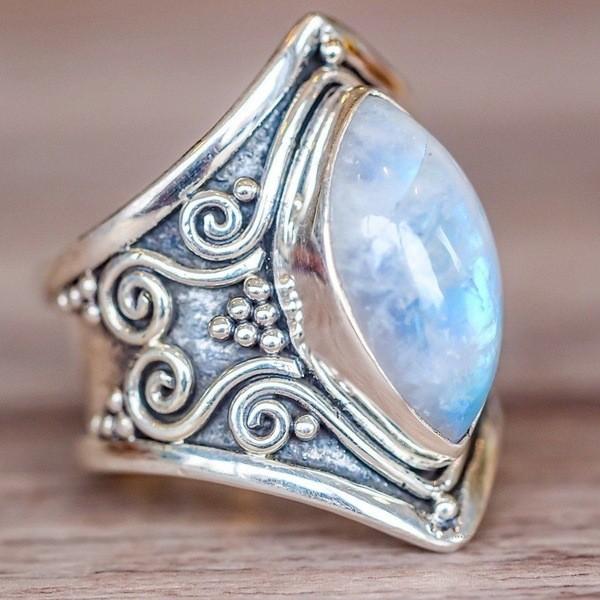 

Blue Gemstone Ring Women Geometric Patterns Jewelry Fashion Elegant Gift Design No.10