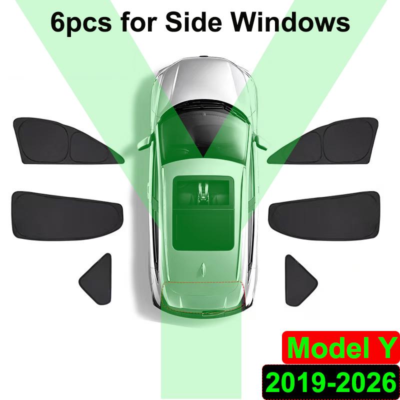 AABLU1 Car Sunshade for Tesla Model Y Juniper 2026 2025 2024 Sun Shade Cover Privacy Rear Window Shades Windowshield Protect Cover Set