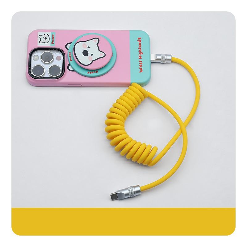 CarPlay Car Fast Charging Silicone Spring Data Cable Is Suitable for iPhone 17 Android Fast Charging Cable