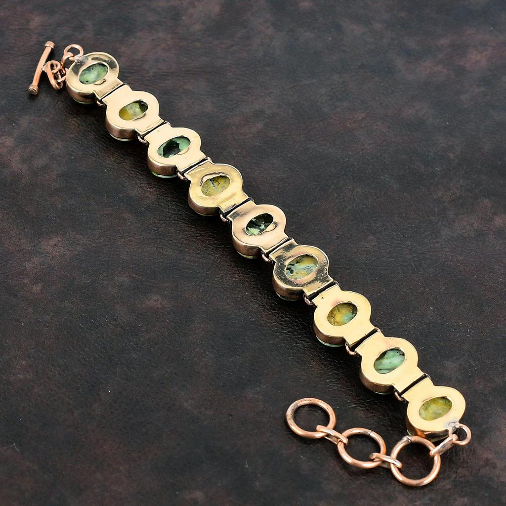 Australischer Chrom Chalcedon Armreif Kupferarmreif Verstellbarer Kettenarmreif Handgefertigter Armreif Kupferschmuck Edelsteinarmband Für Geschenke