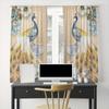 Elegant Noble Gold Blue Peacock Pattern Printed Curtains Window Decoration Home Room Curtain Polyester