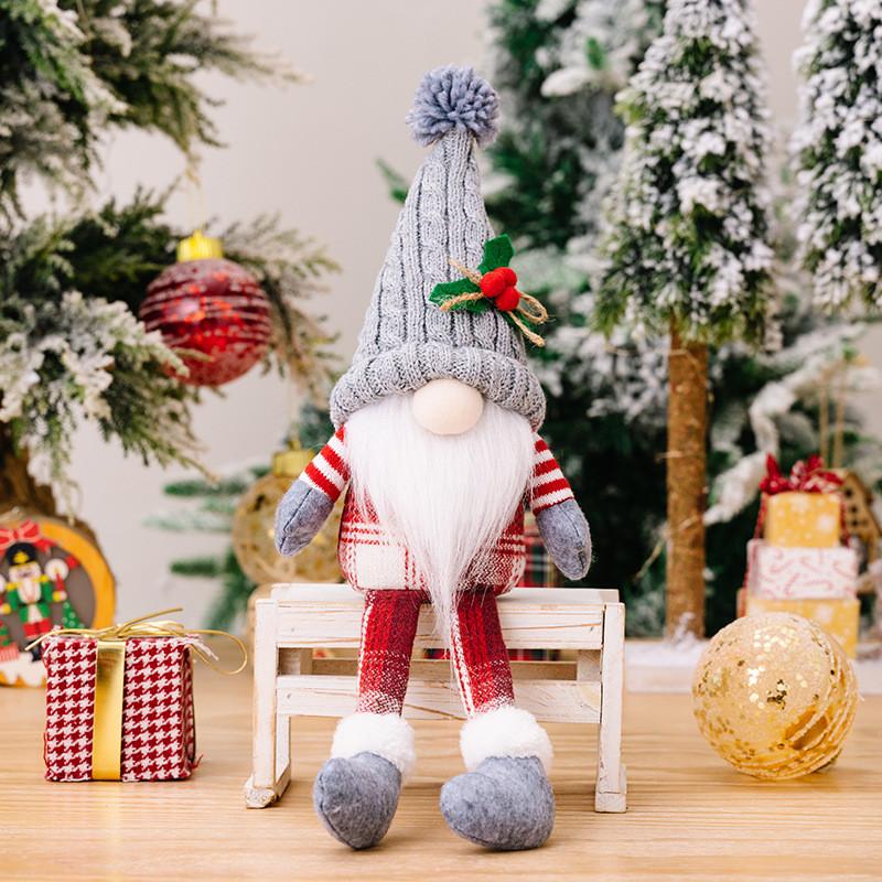 Adorable Nordic Style Christmas Decoration Rudolf Faceless Doll With Knit Cap