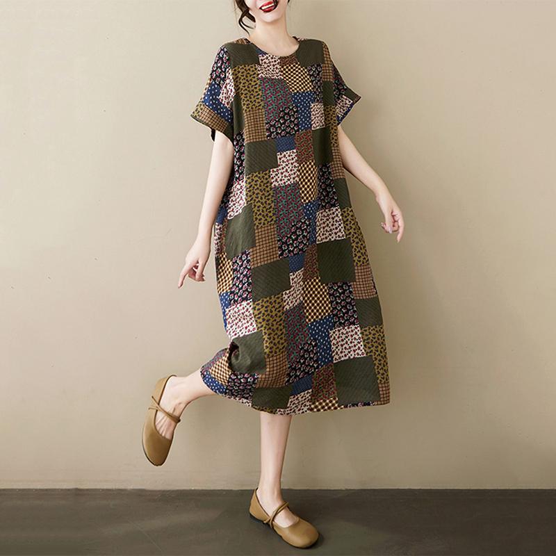 Xitao Geometrisches Print-Kleid mit Rundhalsausschnitt ZMY1129