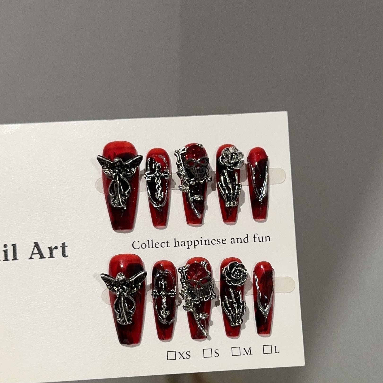 

Середні нігті-труни, накладні нігті квадратної форми, з французьким кінчиком, клей для нігтів з 3D-дизайном, багаторазові накладні акрилові нігті, повне покриття, самоклейні нігті для жінок L