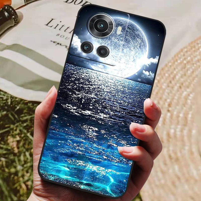 Pour OnePlus 10R 5G Coque Noir Silicone Souple Housse de Téléphone Pour OnePlus 10R Coque OnePlus10R 1+ 10 R Coques Arrière Lion Loup Coque Funda