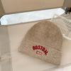Embroidered Letter Children Knitted Hat Korean Baby Winter Warm Skullies Cap 3-6 year Kids Beanies Solid Woolen Bonnet Skullcaps