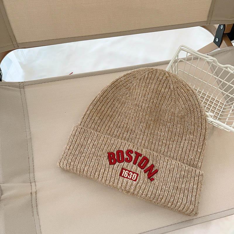 Embroidered Letter Children Knitted Hat Korean Baby Winter Warm Skullies Cap 3-6 year Kids Beanies Solid Woolen Bonnet Skullcaps