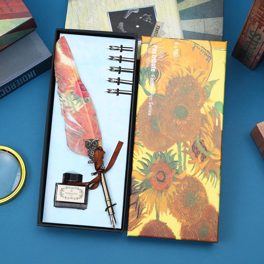 Retro Student Gift Box, Dipped Pen, Graduation Teacher Gift, British Quill Pen, Student Pen