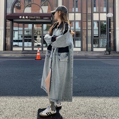 Gabardina de Mezclilla Hasta la Rodilla Primavera y Otoño Nueva Versión Coreana Abrigo Casual Holgado