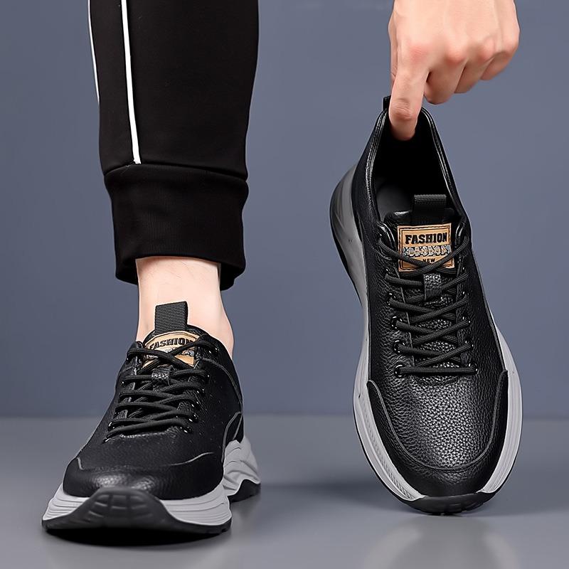 The first layer of cowhide autumn new men's sports and leisure leather shoes genuine leather breathable men's shoes platform shoes