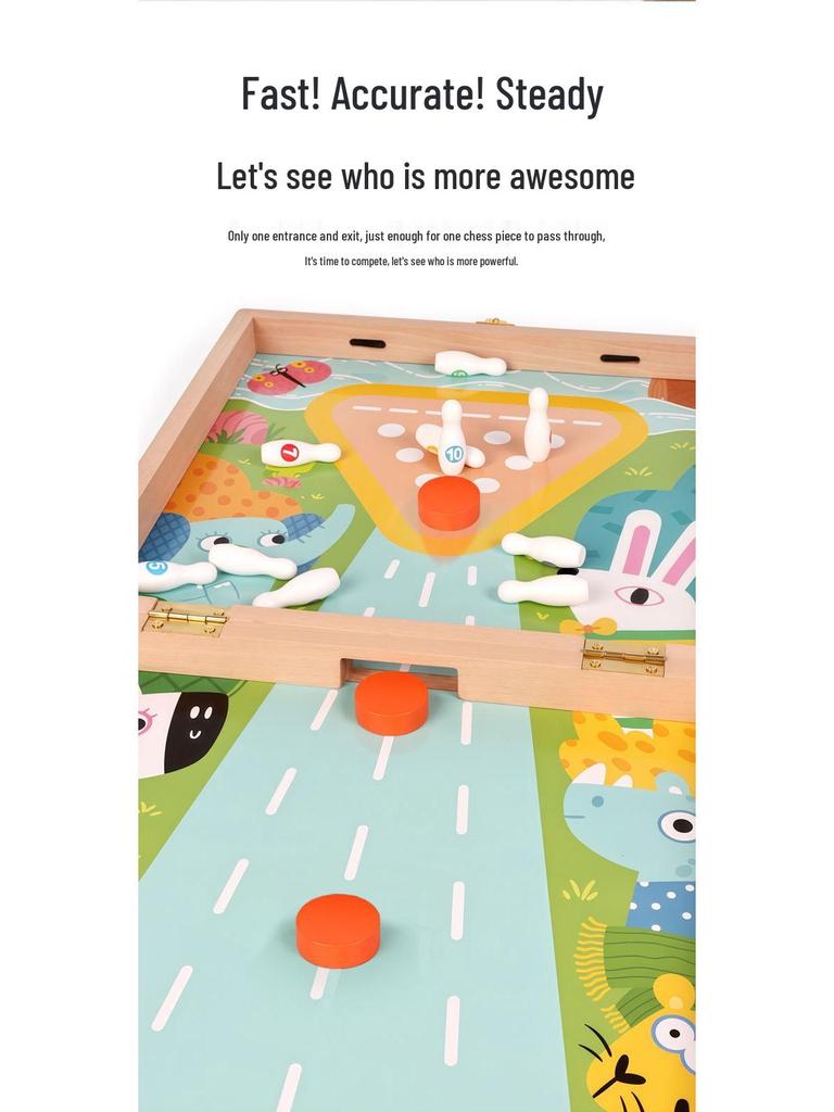 Double-Sided 4-in-1 Wooden Game Set: Chess, Five-in-a-Row, Go, Bowling - Children's Educational Toy