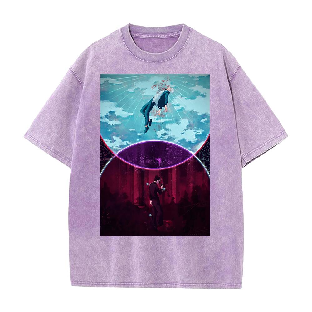 

Hot Anime Jujutsu Kaisen Gojo Satoru Geto Suguru Print T-shirt Men Women Clothing Cotton Tshirt Retro Washed T Shirt Manga Tops S фиолетовый