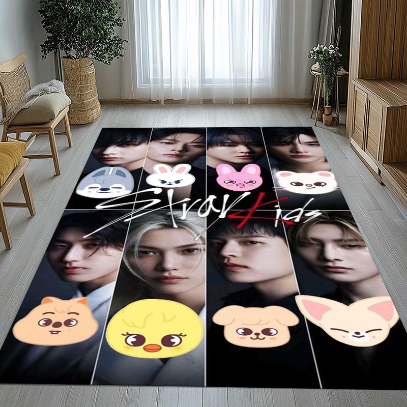 HD Stray Kids Kpop Star Living Room Non-Slip Area Rug Soft Carpet for Bedroom Kids Playroom Sofa,Home Decor Doormat Gift