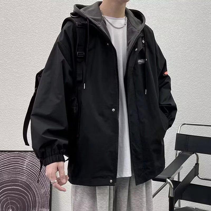 High Street Trend Men's Hooded Jacket: Junior High, Loose Fit, Versatile Spring/Autumn, Hong Kong Style, Casual & Handsome.